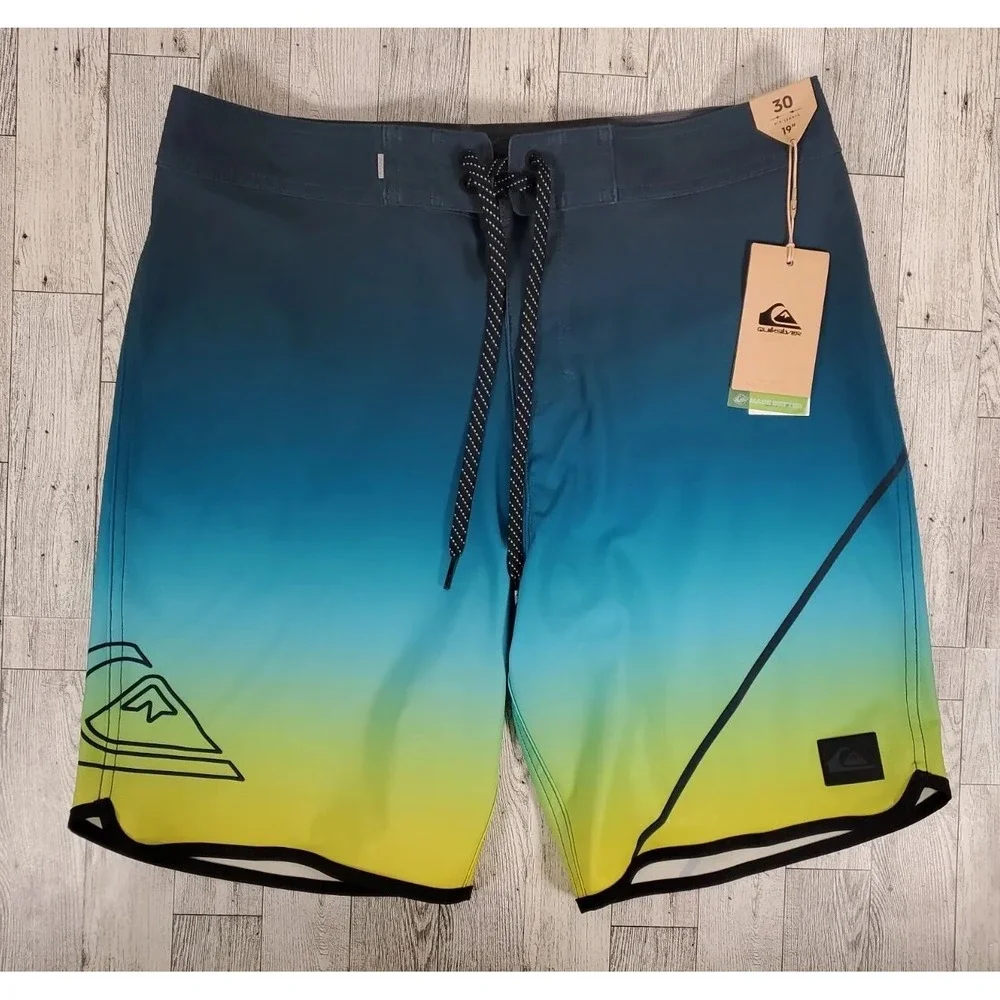 Quiksilver Men's Boardshorts Size 30 Ombre Yellow Blue Quick Drying NEW